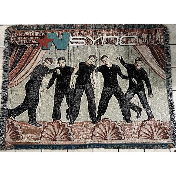 Vintage 90s Nsync No Strings Attached The Northwest Company Woven Fringed Throw - Picture 1 of 5